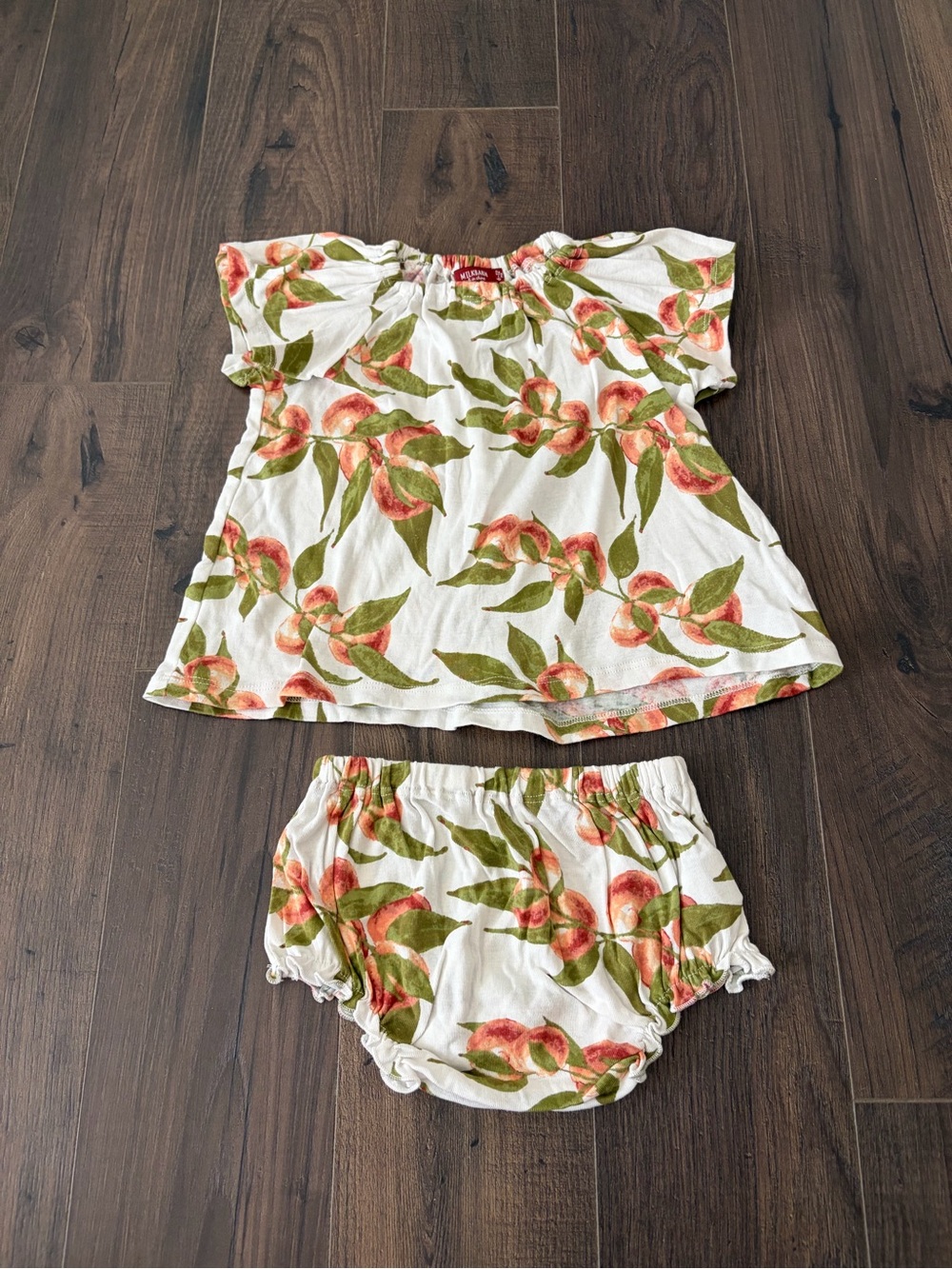 Milkbarn White Floral Peach Print Pajama Set